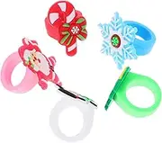 OATIPHO Cute Christmas Finger Rings 30pcs Santa Claus Staff Design for Kids Party