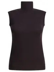 [Max Mara Sportmax] Max Mara Sportmax-Mock Neck Sleeveless Knitwear Marrone-Donna M