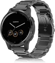 Fintie for Garmin Vivoactive 4 Band, 22mm Quick Release Stainless Steel Metal Wrist Strap Accessories for Garmin Vivoactive 4 (45mm) Smartwatch, Black