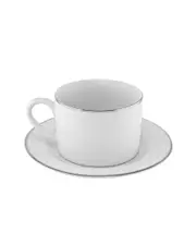 10 Strawberry Street 6pc Silver Line Can Cup & Saucers Set