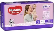 Huggies Ultra Dry Disposable Girls Nappy Pants 36-Pieces Pack, Size 3