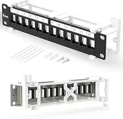 Enmane 12 Port Blank Keystone Patch Panel Wall Mount 10inch with 89D Bracket Ethernet Patch Panel