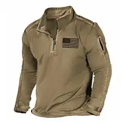 Men's Sweatshirt Quarter Zip Sweatshirt Black White Blue Green Khaki Half Zip National Flag Sports Outdoor Daily Holiday Polyester Streetwear Basic Casual Spr