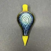 Handmade Art Glass Borosilicate Pendant Blue Implosion Pointy Reverse Teardrop