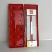 LEGO Pencil Case Brick Mini Figure Storage Holder Red Gel Pen New In Box School