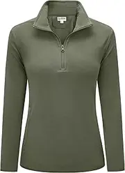 [33,000ft] Women's Half Zip Fleece Pullover Ladies Warm Fleece Jacket Soft Microfleece Ski Jackets Breathable Outerwear with A Big Pocket for Travelling Running Outdoor Sport