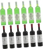 Sosoport 12pcs Mini Wine Bottle Dolls House Kitchen Bottles Decoration Mini Bottle Vintage Mini Food Drinks Bottle Mini House Accessories Mini Vintage Decor Miniature Drinks Plastic