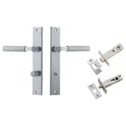 Brunswick Lever Rectangular Backplate Privacy Kit Brushed Chrome