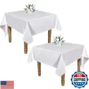 RUDONG M 2 Pack 60 x 60 Inch Square Tablecloth, White Satin Tablecloth, Silky