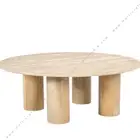 Beige Travertine Round Table Top Ideal for Coffee Tables Dining