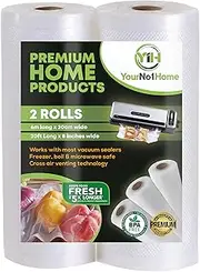 2 Pack 6m x 20cm YourNo1Home Vacuum Sealer Rolls, Use for Meal Prep, Sous Vide, Food Saver, Seal a Meal, Weston. BPA Free Vacuum Seal Bags, Commercial Grade Food Storage Sealer Rolls