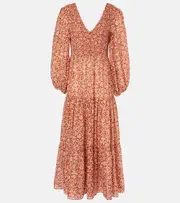[Rixo] Rixo Brooke floral cotton and silk midi dress AU 14 red