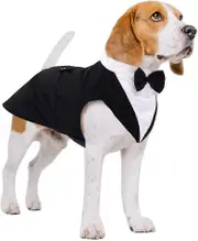 Dog Suit And Bandana Set, Dogs Tuxedo Wedding Party Suit, Dog Prince Wedding Bow Tie Shirt Formal Dog Weeding Attire For Large And Medium Dogs Golden