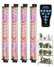 Led Grow Light, 80W Dimmable LED Grow 4-strip Multi-colored+naturalwhite18h