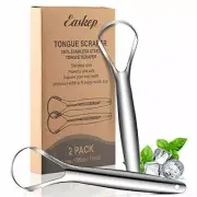 Tongue Scraper Wide-head Tongue Cleaner with Nice Box,Stainless Steel (2 Pack)