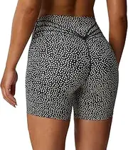 [Aoxjox] Trinity Workout Biker Shorts for Women Tummy Control High Waisted Exercise Athletic Gym Running Yoga Shorts 6"