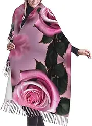 [DRTGEDS] Pink And Rose Scarfs For Women Fall Winter Scarves Pashmina Shawls And Wraps For All Season Christmas Gift