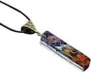 [AIMALL] 7 Stone Chakra Crystal Necklace, 1.97 Inch Reiki Healing Orgone Pendant for Yoga and Meditation, Includes Adjustable Rope for Balance and Energy