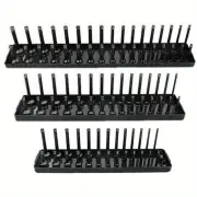 Multifunctional 3-PCS Plastic Socket Organizer Tray Set 1/4-Inch 3/8-Inch 1/2-Inch Metric/Imperial PVC Storage Holder fo