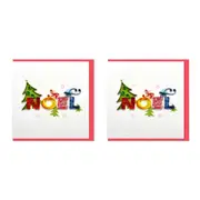 2x Boyle Handmade Paper 15x15cm Quilled Blank Greeting Card w/16cm Envelope Noel