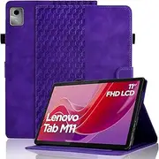Case for Lenovo Tab M11 11 Inch 2024 (TB-330fu/TB-331fc) -[Auto Wake/Sleep] Embossed PU Leather Flip Folio Tablet Case with Multi-Angle Viewing Stand Cover, Card Slot - Purple