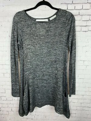 24/7 Maurices Tunic Sweater Top Small Women's Heather Gray Stretchy Knit (C52)
