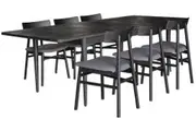 VI Patchwood Timber Framed Dining Table with 6 Chairs Set