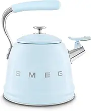 Smeg WKF01PB Whistling Kettle, 2.3 litres with Steam Whistle, Cool Touch Handle and Practical Spout, Pastel Blue