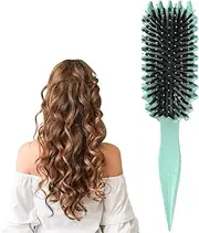 Curly Hair Brush, 2024 Newest Curl Defining Brush,Boar Bristle Hair Brush Curling Roll Comb for Women Girls, Styling Brush for Detangling Shaping and Defining Curls (Green)