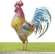 Metal Rooster Sculpture,Chicken Garden Statue Yard Art Sculptures - 30cm Standing Animal, Lawn Ornament, Porch Sign for Backyard, Patio, Outdoor