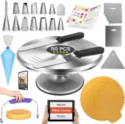 50PCs Cake Turntable -12" Aluminum Revolving Cake Stand- Professional Cake Level