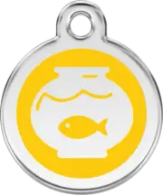 Red Dingo Enamel Fish Bowl Tag - Yellow - Lifetime Guarantee - Cat, Dog, Pet ID