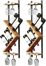 Wine Rack Bar Shelves Wall Mounted with Hanging Wine Glass Rack Holder Mini Bar Cabinet Liquor Bottle Display Shelf for Home Bar Cafe Dining Room (Color : Combination C (2 Pieces))