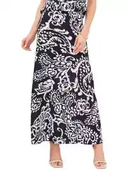 Vince Camuto Women's Classic Navy Paisley Rayon Long Maxi Skirt Size Small