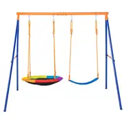 Swing Sets for Backyard 1 Saucer 1 Belt Swing Seat A-Frame Metal Stand