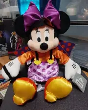 Disney Parks Halloween Plush Bat Minnie Mouse with Spider Bag 16"
