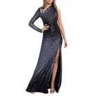 Betsy & Adam L108002 Long One Sleeve Stretch Ombre Sequin Women's Size 14