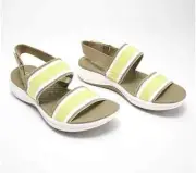 Clarks Cloudsteppers Stretch Sport Sandals - Mira Coast-Olive-9M A575679 NEW