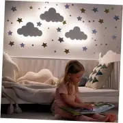 Nursery Night Light (Pack of 1) with Star Wall Decals - Rechargeable & Cloud