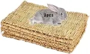 Grass Mat,Woven Bed Mat for Small Animal,Bunny Bedding Chew Toy Bed Play Toy for Guinea Pig Parrot Rabbit Bunny Hamster (Pack of 3)