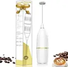 Milk Frother Handheld,Mini Drink Mixer and Coffee Blender Small, White