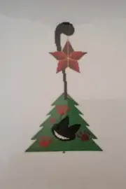 Finished/Completed Cross Stitch Picture: "Meow Christmas"