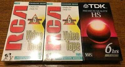 Blank VHS Tape - 2 RCA 6 Hrs and 1 TDK 6 Hrs