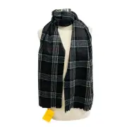 Hickey Freeman Mens 100% Cashmere Scarf Black Gray Red Plaid Check NWT $125