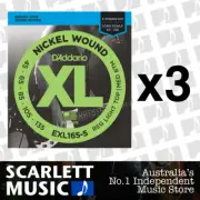 3x D'Addario EXL165 5-String Bass Guitar Strings EXL-165 45-135 * THREE PACKS *