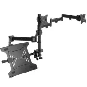 VIVO Dual 13" to 27" Monitor Mount with Laptop Holder, Horizontal Screen Display