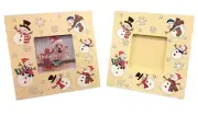 2 Christmas Photo Frame Yellow Squares Snowmen NWOT