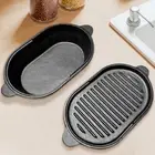 11 X 6.3in Cast Iron Griddle Oval Grill Pan Reversible 2-in-1 for Indoor Cooking