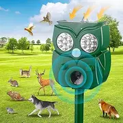 [Ausale] Solar Powered Animal ultrasonic Repeller,5 Adjustable Frequencies and Modes, Bird scarer，Outdoor Weatherproof ultrasonic Repeller for Garden Frame Lawn (Light Green)
