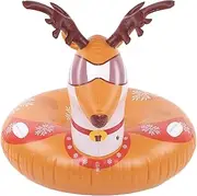 Inflatable Ski Circle Snow Sled, Christmas Theme Multifunctional Round Sled, Sledding Tube with Two Handles for Grip and, Excellent Decor Function,